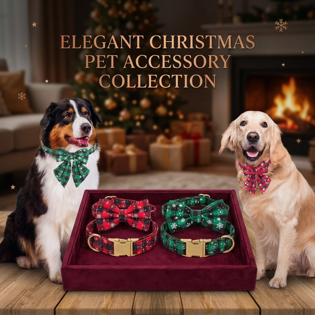2-Pack Christmas Dog Collar & Bowtie Set – Classic Red & Green Plaid